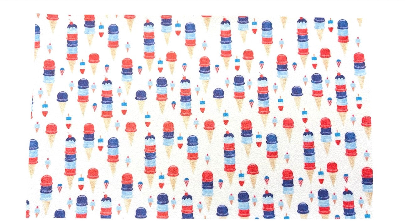 Red white and blue ice cream scoops