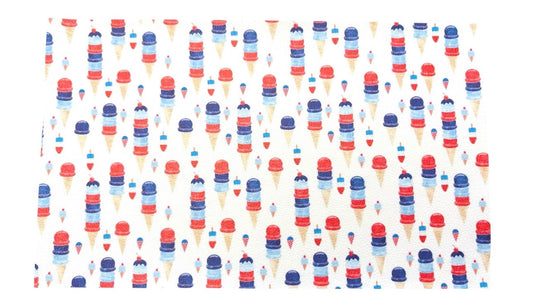 Red white and blue ice cream scoops