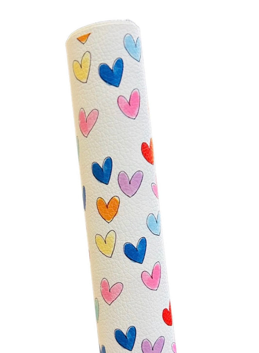 Rainbow Hearts Faux Leather Sheets