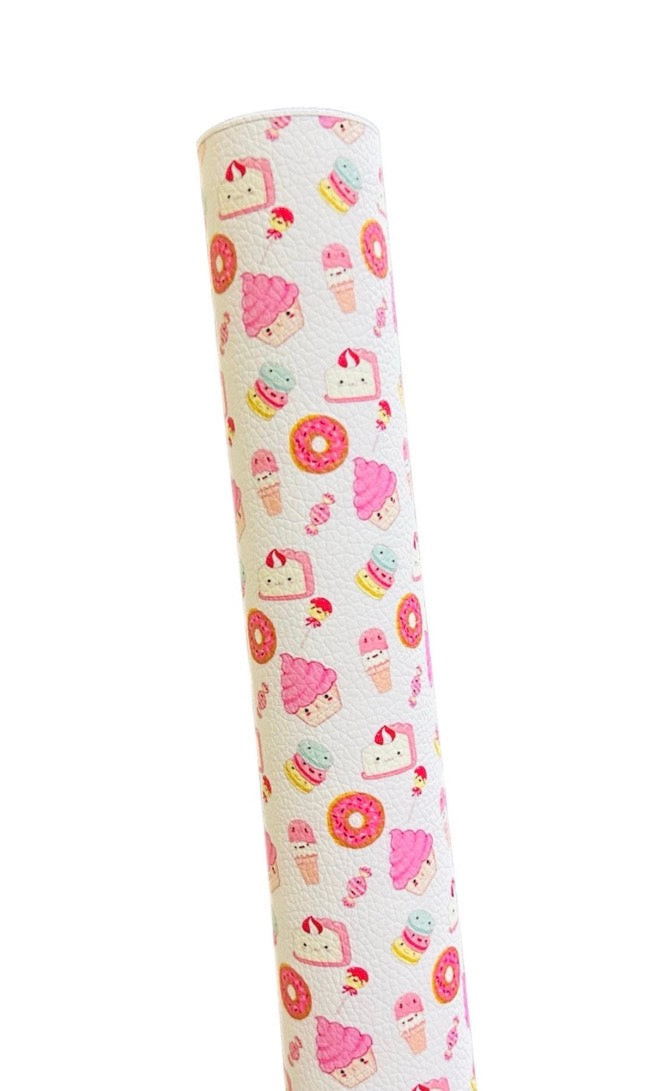 Kawaii Cupcakes Faux Leather Sheets
