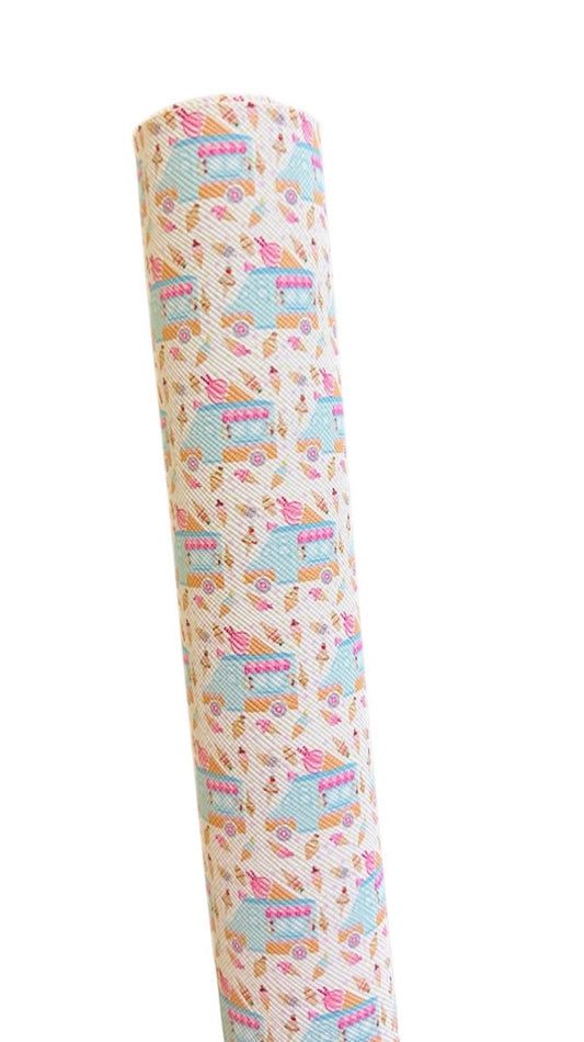 Ice Cream Trucks Faux Leather Sheets