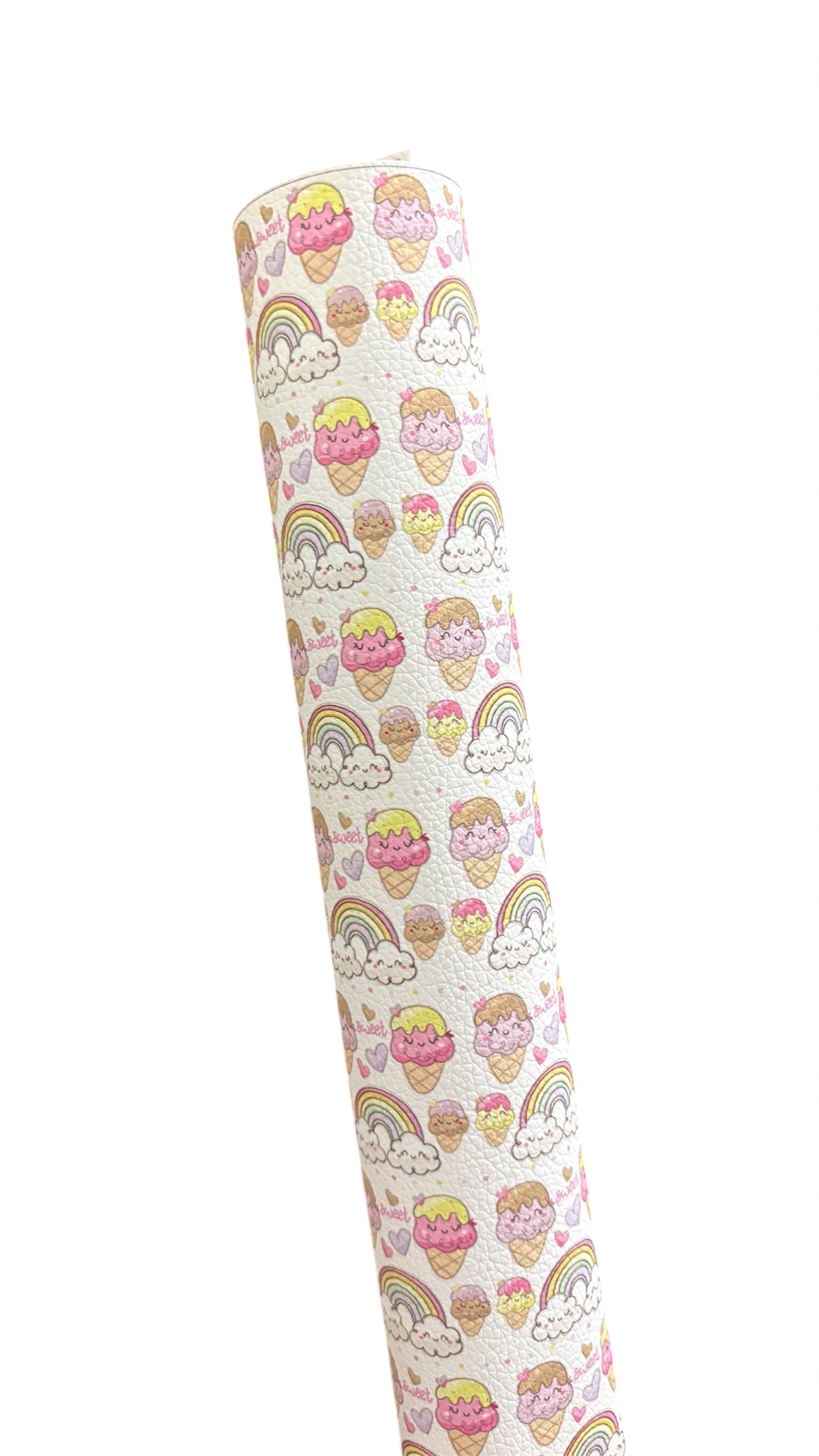 Ice Cream Scoops and Rainbows Faux Leather Sheets