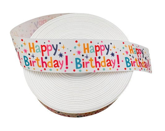 1.5" Happy Birthday grosgrain ribbon