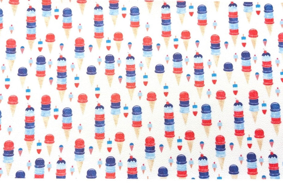 Red white and blue ice cream scoops