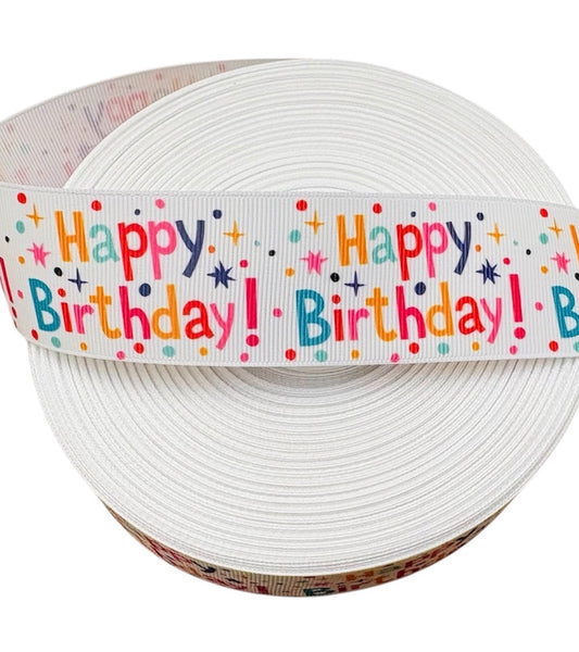1.5" Happy Birthday grosgrain ribbon