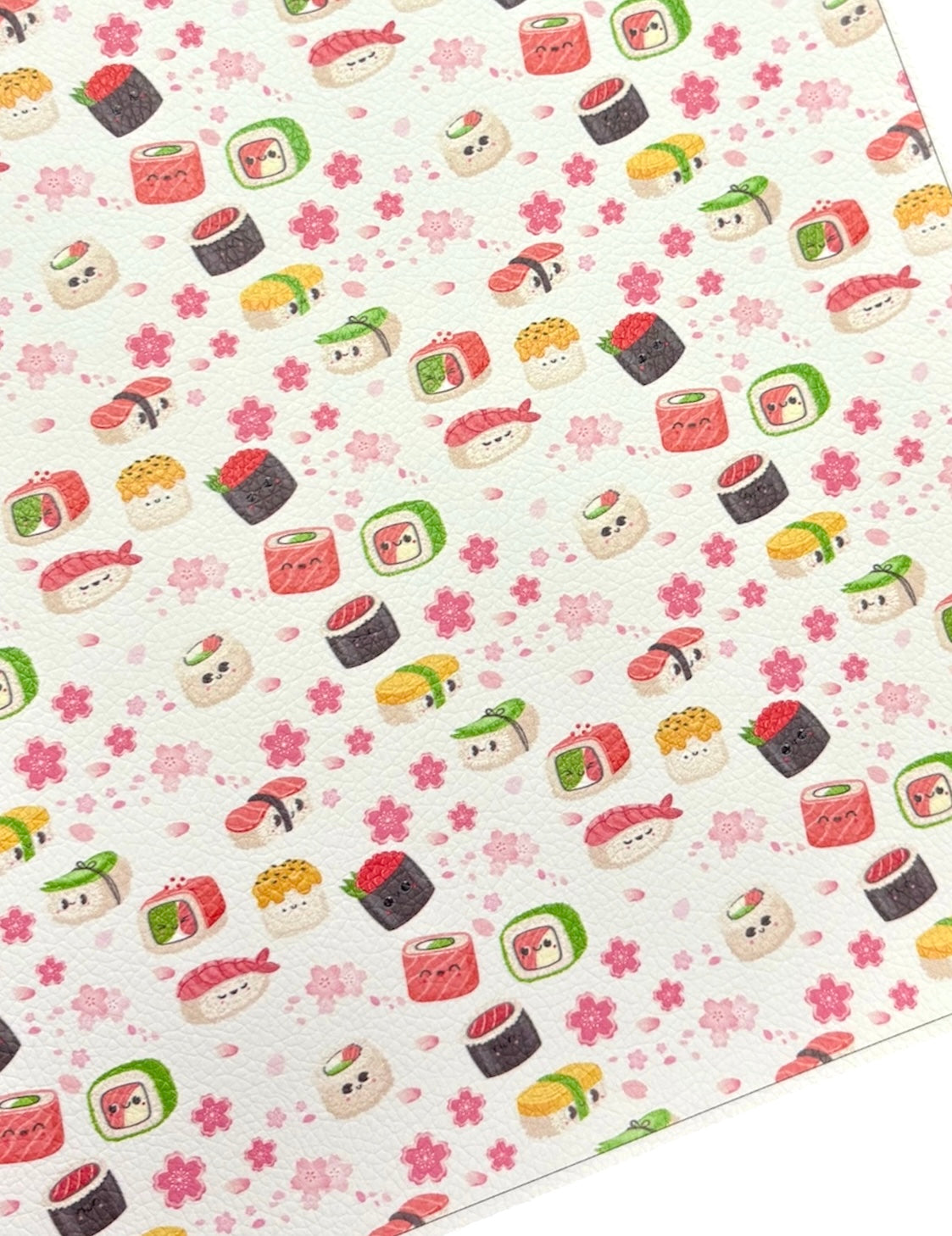 Kawaii Floral Sushi Faux Leather Sheets