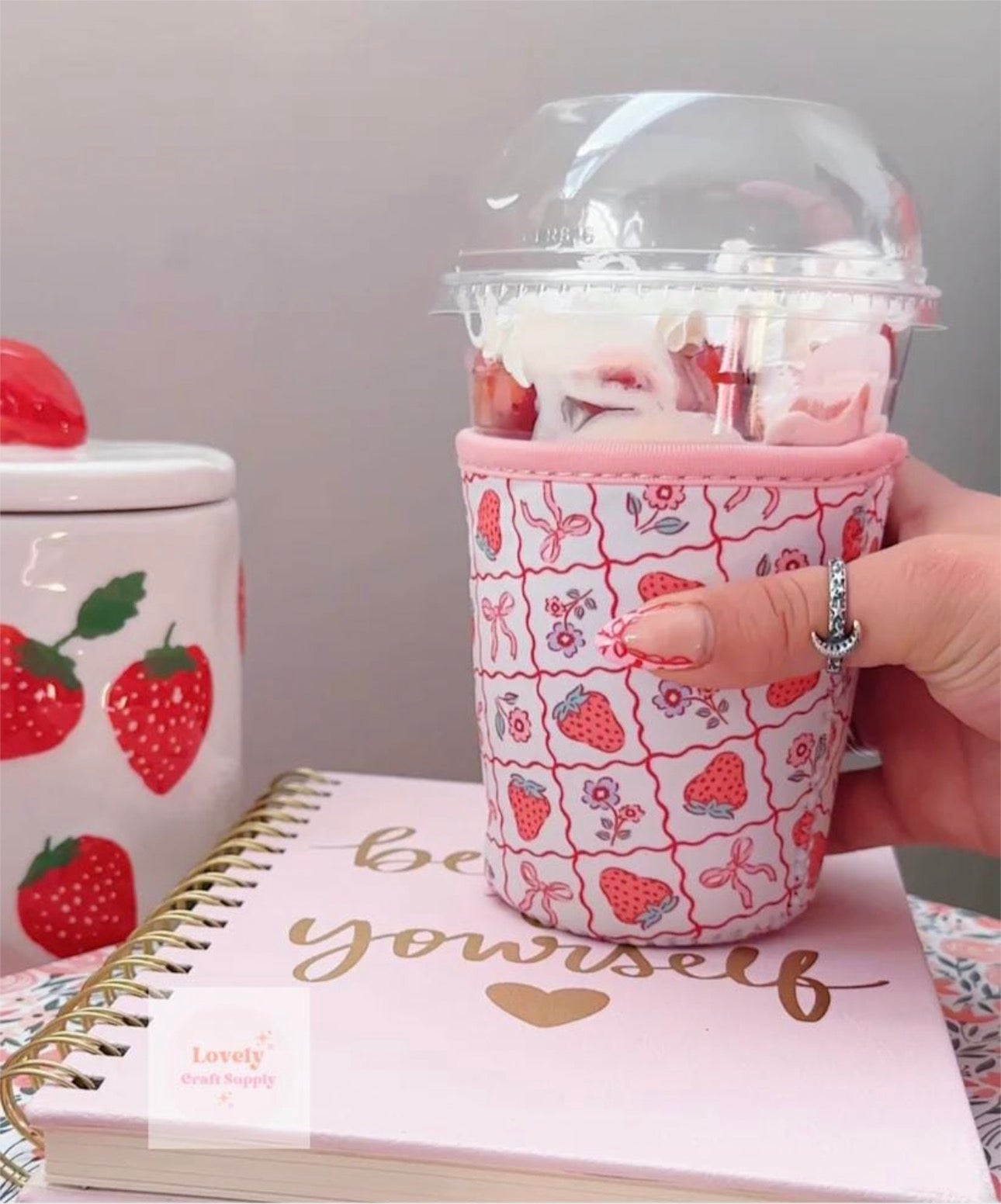 Strawberry coffee cup sleeves
