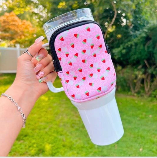 Strawberry tumbler pouch