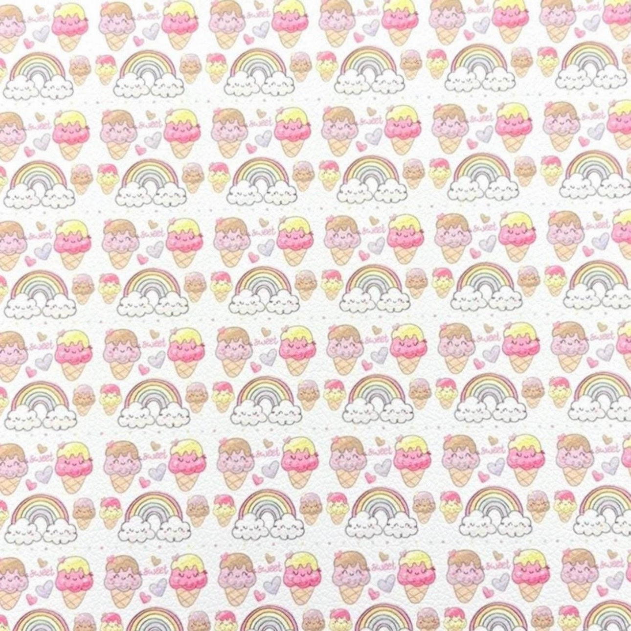 Ice Cream Scoops and Rainbows Faux Leather Sheets