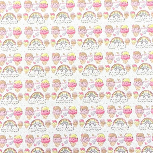 Ice Cream Scoops and Rainbows Faux Leather Sheets