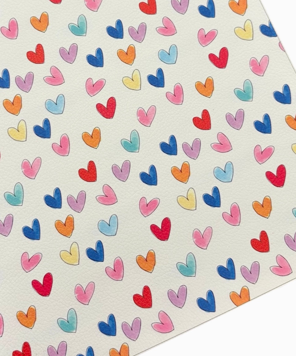 Rainbow Hearts Faux Leather Sheets