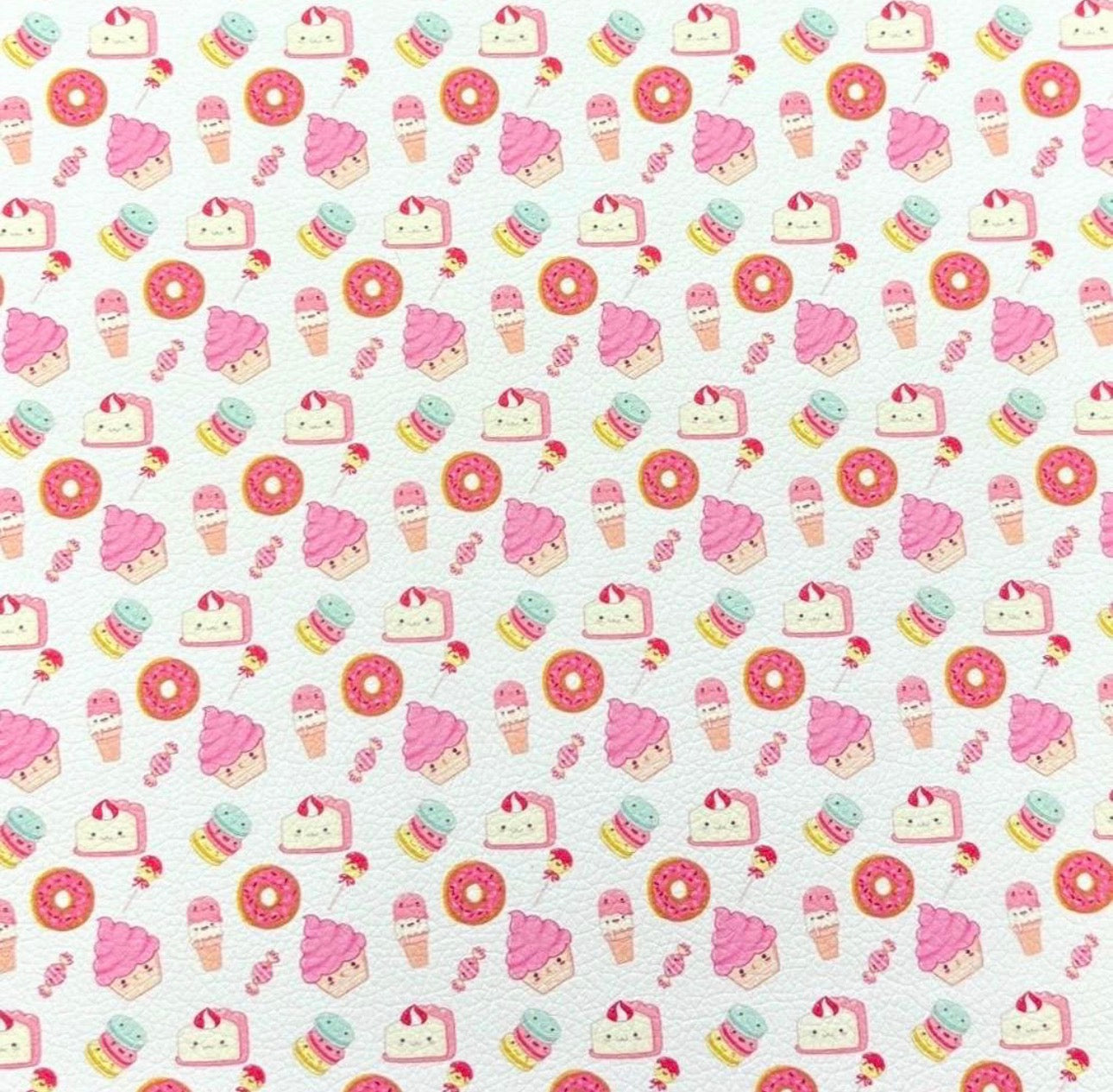 Kawaii Cupcakes Faux Leather Sheets