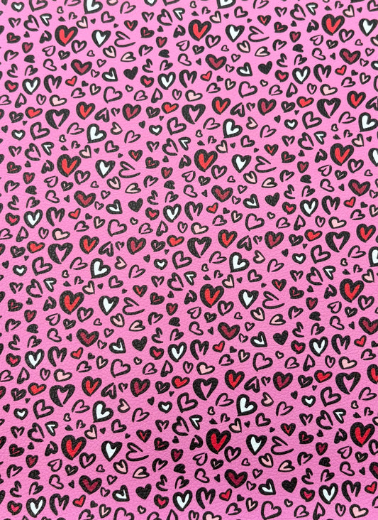 Pink Hearts Faux Leather Sheets