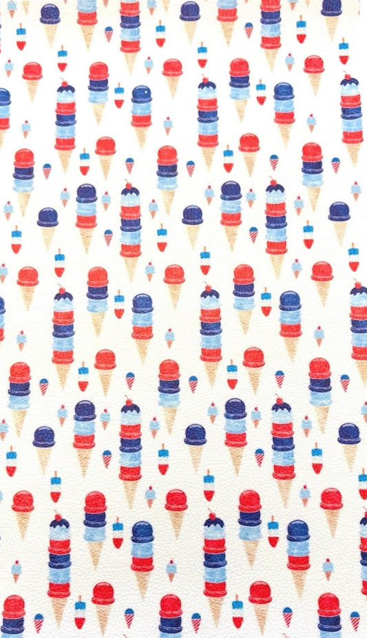 Red white and blue ice cream scoops vertical