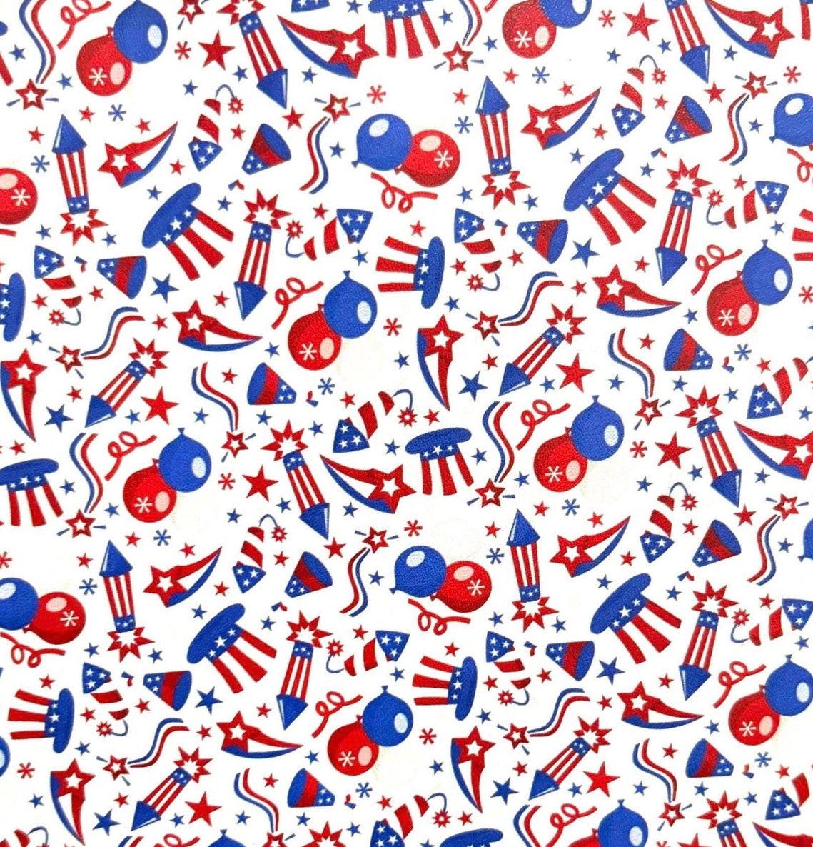 4th of July Rockets and Fireworks Faux Leather Sheets