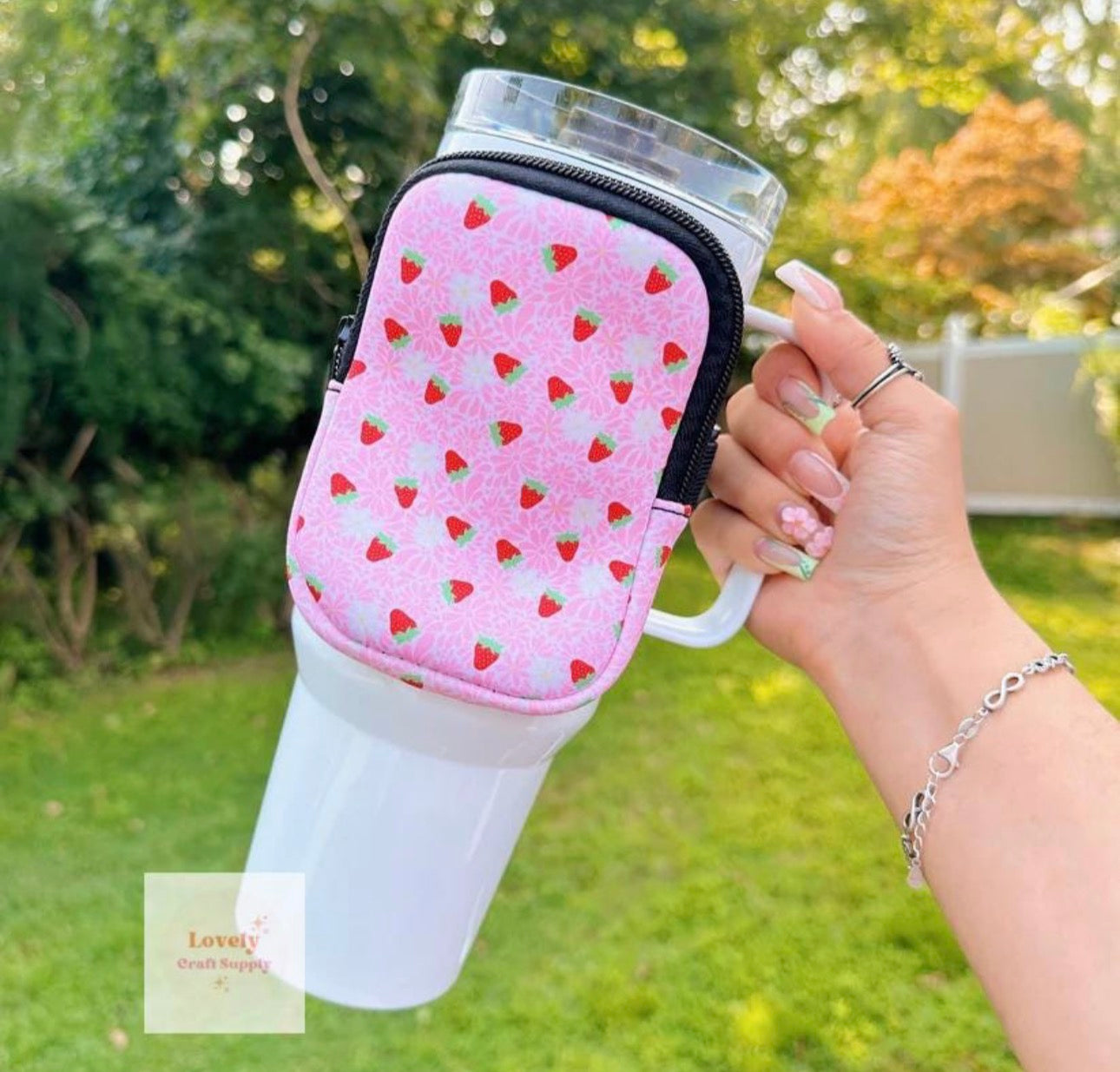 Strawberry tumbler pouch
