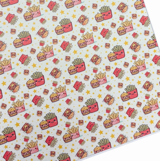 Burgers and Fries Faux Leather Sheets