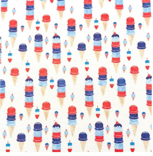 Red white and blue ice cream scoops vertical
