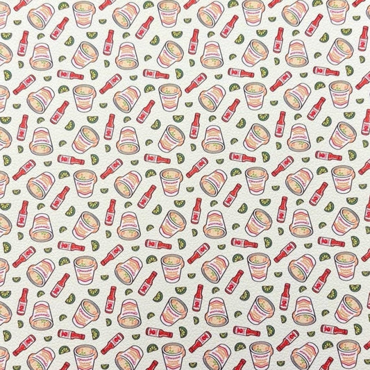 Noodles and Hot Sauce Faux Leather Sheets