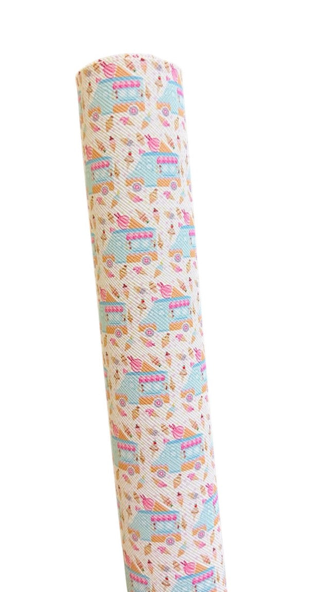 Ice Cream Trucks Faux Leather Sheets