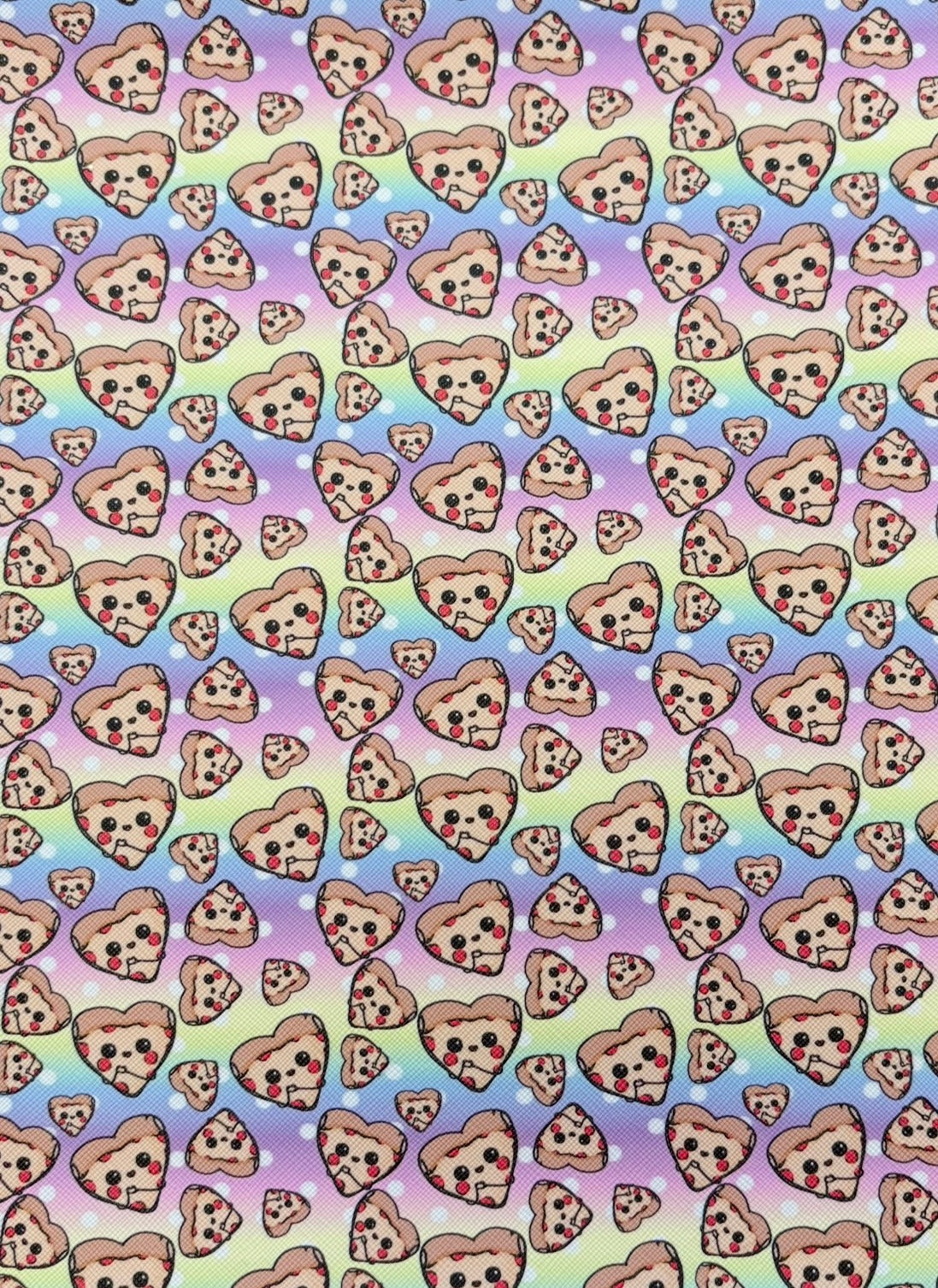 Pepperoni Pizza Hearts Faux Leather Sheets