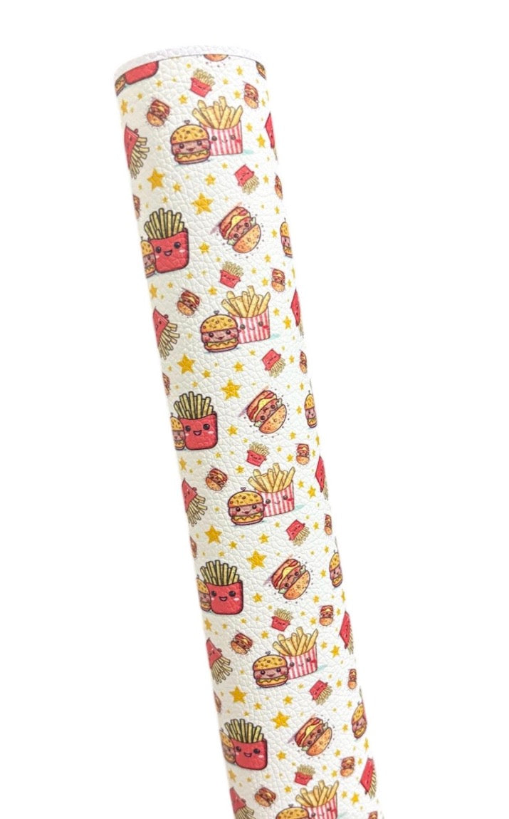 Burgers and Fries Faux Leather Sheets