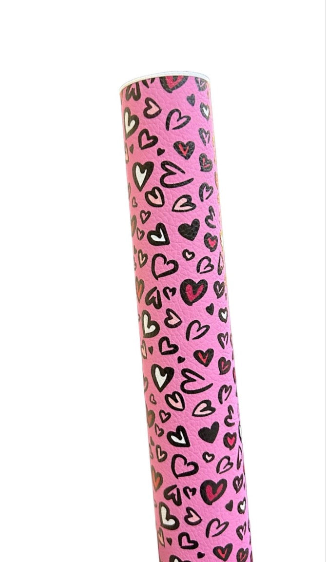 Pink Hearts Faux Leather Sheets