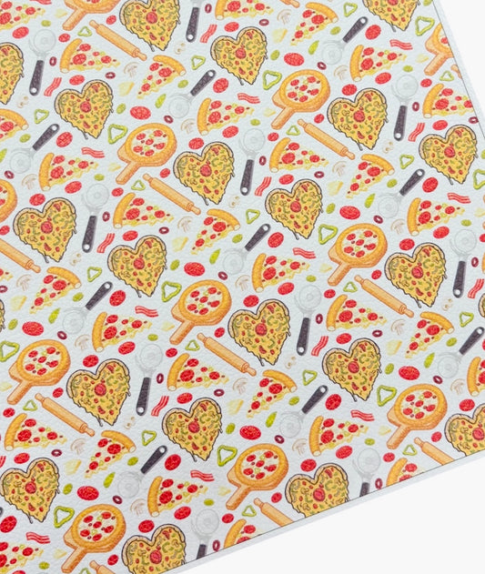 Pepperoni Pizza Faux Leather Sheets
