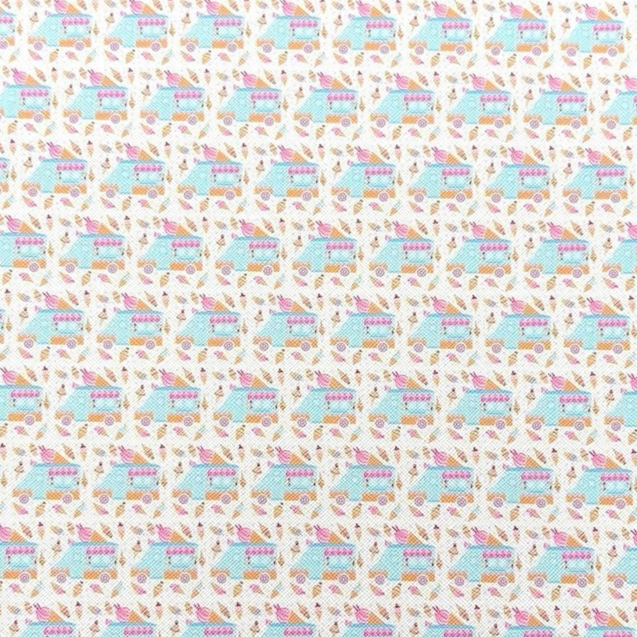 Ice Cream Trucks Faux Leather Sheets
