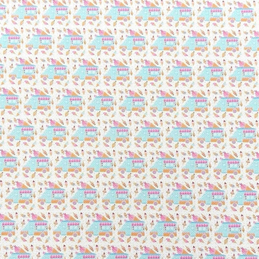 Ice Cream Trucks Faux Leather Sheets