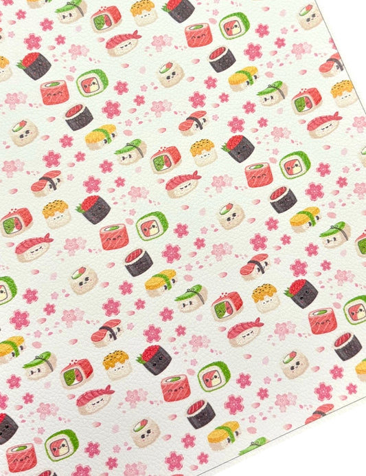 Kawaii Floral Sushi Faux Leather Sheets