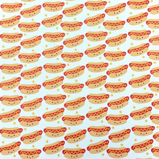 Kawaii Hot Dogs Faux Leather Sheets