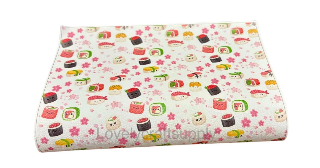 Kawaii Floral Sushi Faux Leather Sheets