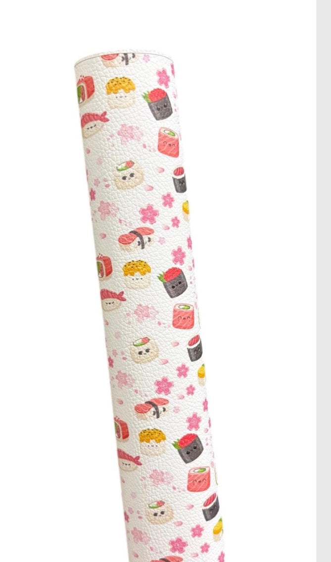 Kawaii Floral Sushi Faux Leather Sheets