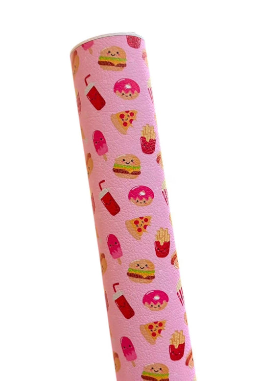 Burgers and Pizza Faux Leather Sheets