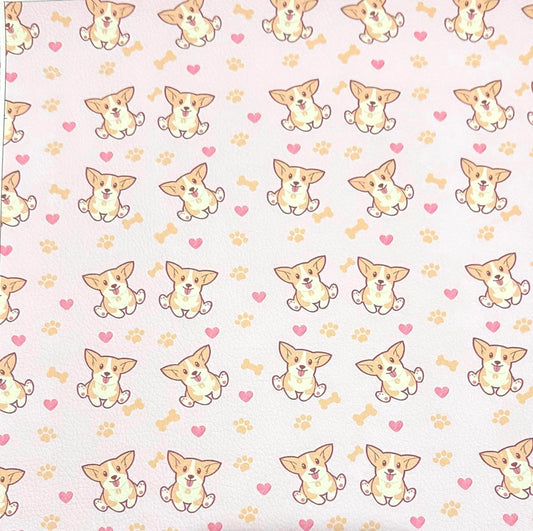 Corgi Dogs Faux Leather Sheets